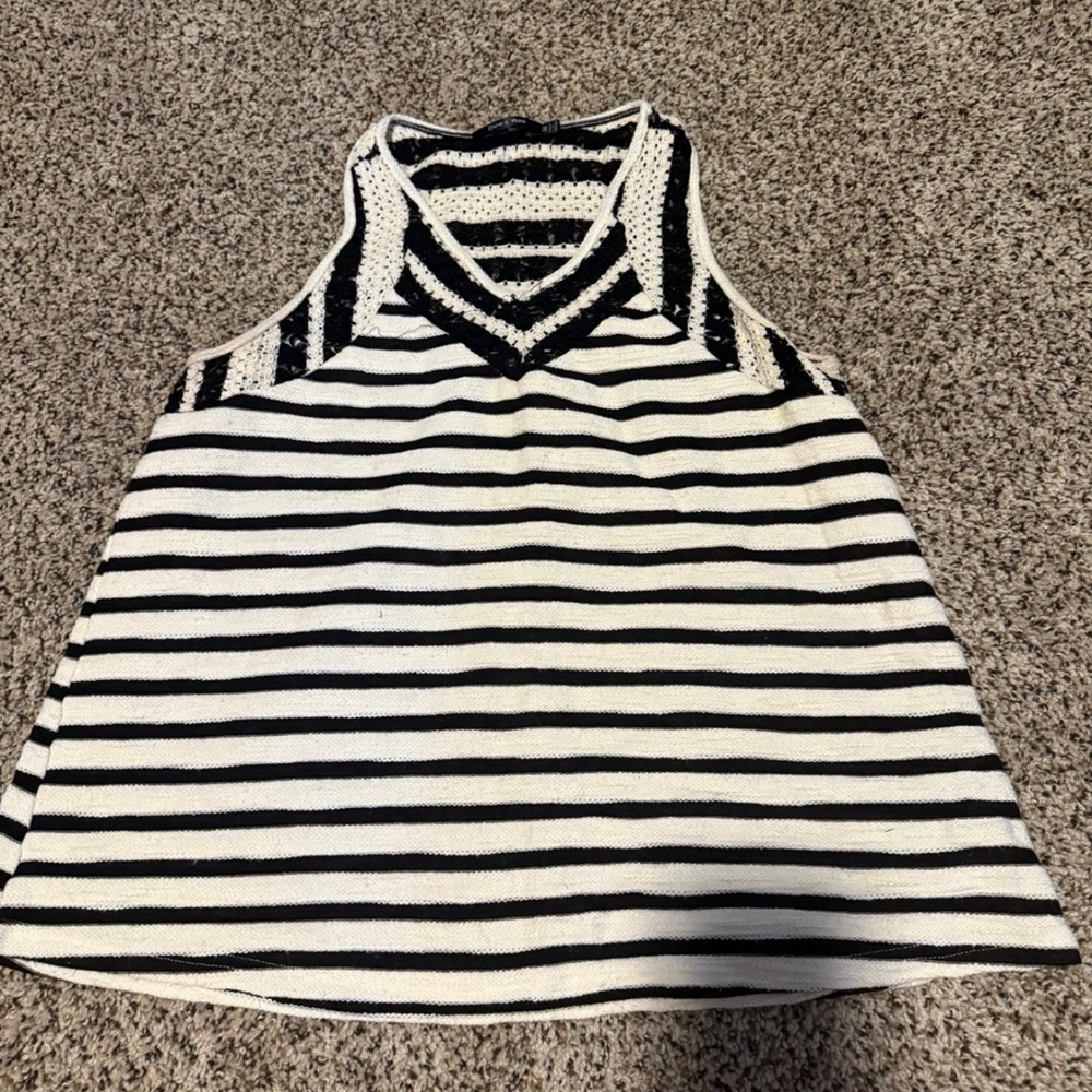 Doe & Rae Black and White Striped Tank Top